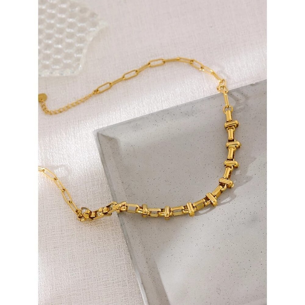 New 18K Gold Plated Link Chain Necklace 9c - Picture 2 of 8